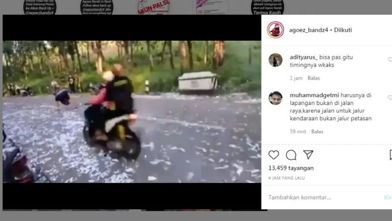 Bocah Ditabrak Motor Setelah Pasang Petasan di Jalan Raya (Instagram @agoez_bandz4)