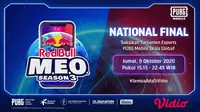 Babak final PUBG Mobile Red Bull M.E.O Season 3 dapat disaksikan live streaming di Vidio. (Sumber: Vidio)