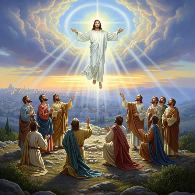 Background Kenaikan Yesus Kristus (Image by Gemini AI)