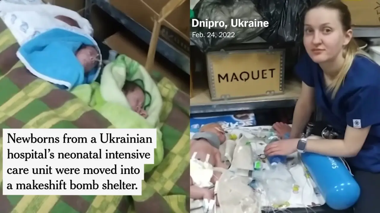 Bayi baru lahir di rumah sakit Ukraina usai serangan dari Rusia. (Sumber: Instagram @nytimes)