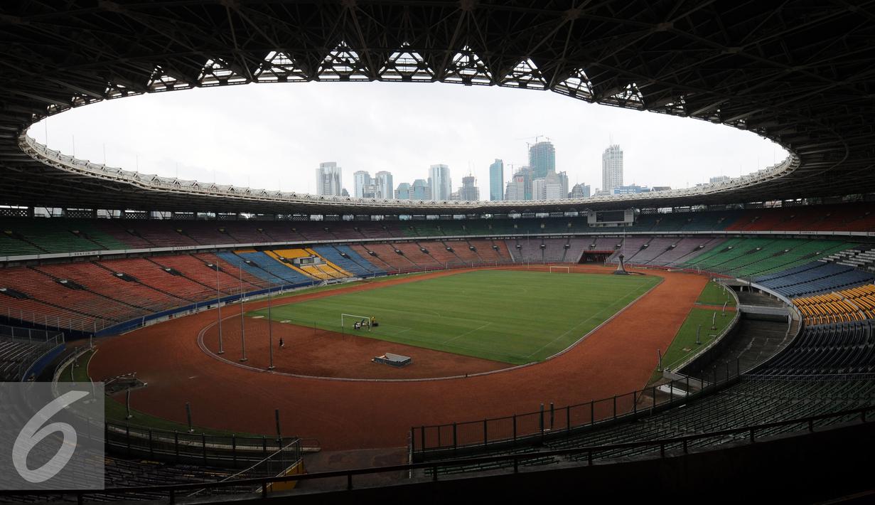 Suasana Stadion Gelora Bung Karno, Jakarta, Rabu (18/5/2016). Rencananya, Stadion GBK akan mulai direnovasi pada Juni mendatang terkait persiapan pelaksanaan Asian Games 2018 dan selama renovasi akan ditutup untuk umum. (Liputan6.com/Helmi Fithriansyah)