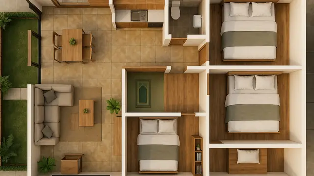 Desain Rumah Islami 3 Kamar (Foto: ChatGPT)