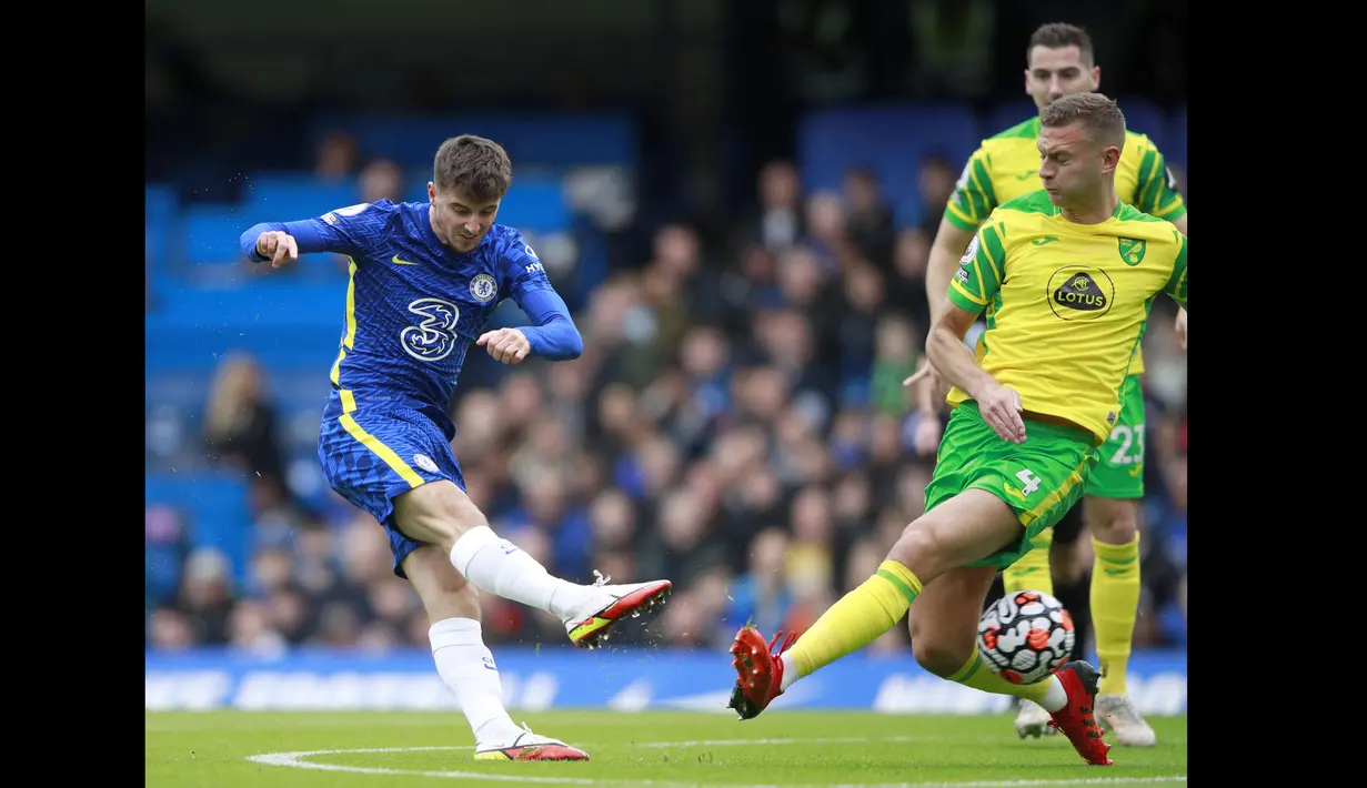 Chelsea sudah berhasil membuka keunggulan saat laga baru berjalan tujuh menit. Mason Mount membawa The Blues unggul cepat dalam pertandingan ini. (AP Photo/Ian Walton)