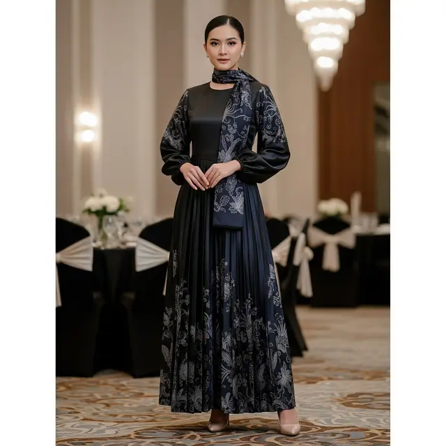 Model Maxi Plisket Monokrom