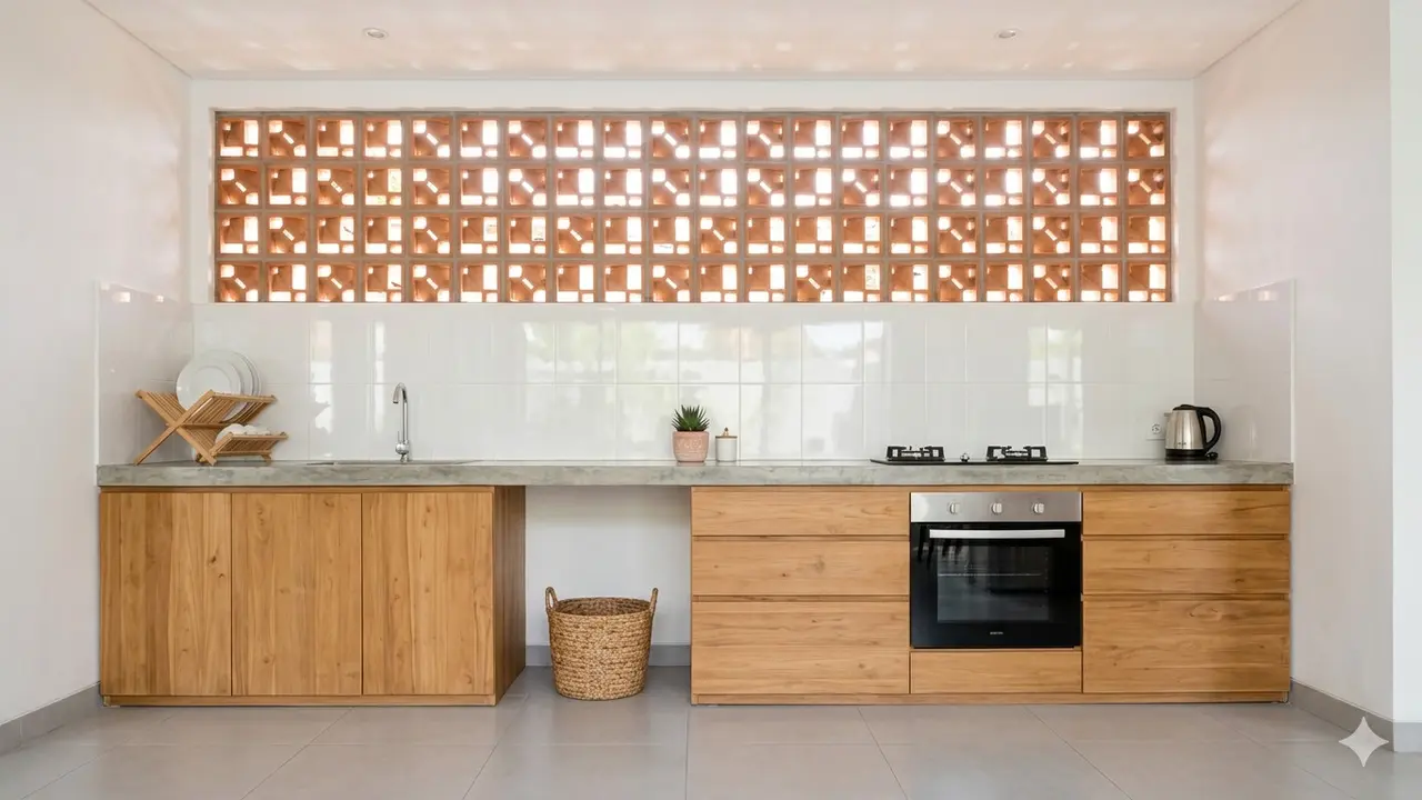Desain Dapur Roster yang Tetap Terang Meski Tanpa Banyak Lampu. Gemini