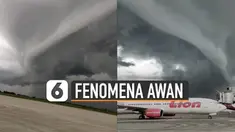 Awan berbentuk ombak terbentuk di atas bandara Baru Yogyakarta.