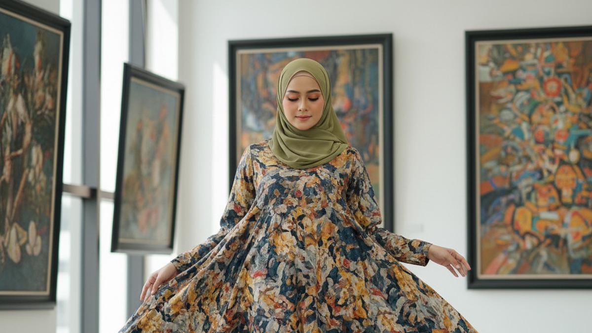 12 Model Gamis Bahan Rayon dengan Potongan Umbrella Flowy, Tampil Anggun Maksimal