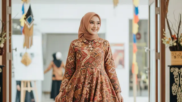 Gamis Batik Flare Dress Modern