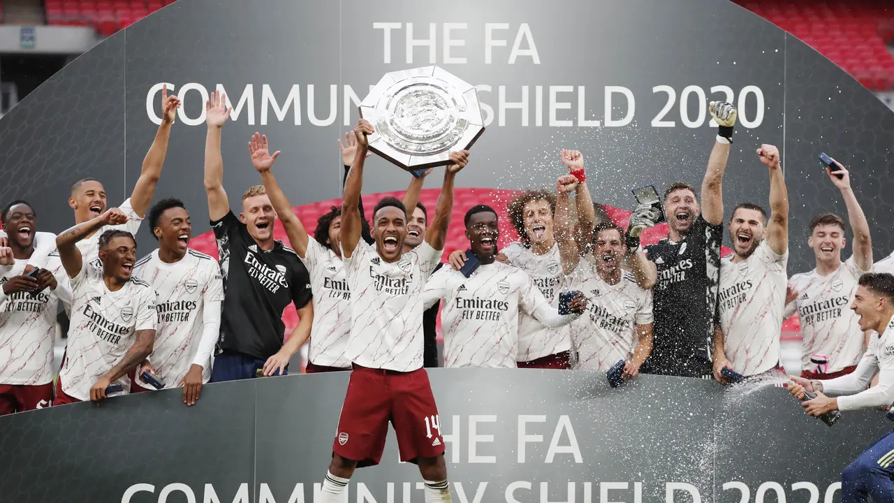 Ekspresi Pierre-Emerick Aubameyang Usai Membawa Arsenal Juara Community Shield 2020