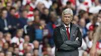 Arsene Wenger dalam pertandingan Arsenal vs Bournemouth, pada Sabtu (9/9/2017). (AFP / IAN KINGTON)