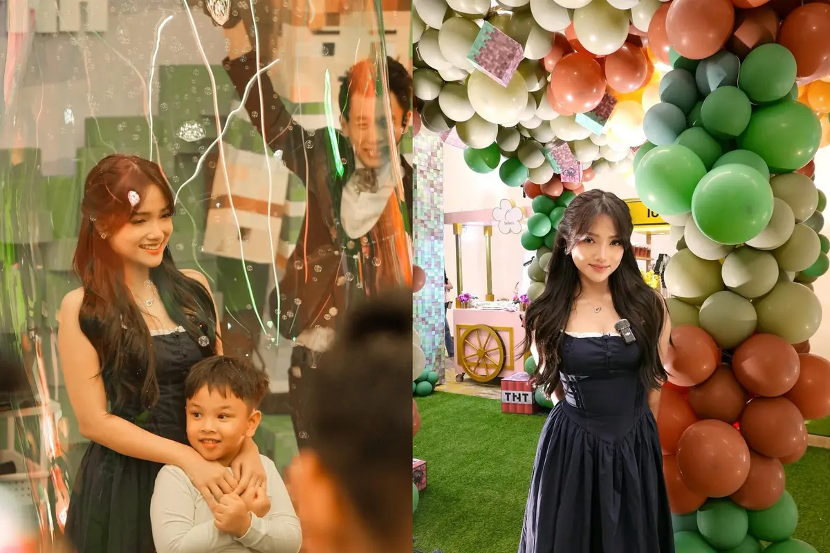 Intip Detail Dress Hitam Fuji An di Pesta Ultah Gala Sky, Bak Barbie Elegan dan Kalem