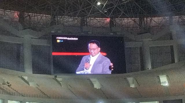 Gubernur DKI Jakarta, Anies Baswedan di Jakarta International Stadium (JIS) (Liputan6.com/Winda Nelfira)