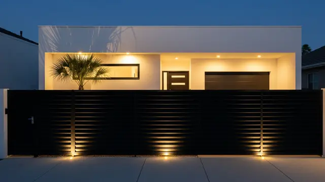Gambar Fasad Rumah Minimalis dengan Pagar Horizontal