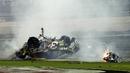 Mobilnya hancur berkeping-keping. Beruntung Austin Dillon selamat. (Reuters/Reinhold Matay-USA TODAY Sports)