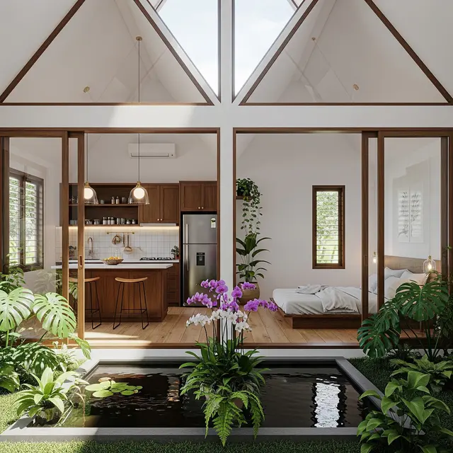 Rumah Kampung 1 Kamar dengan Dapur Terbuka (Gemini AI)