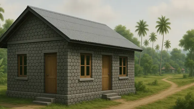 Gambar Rumah Sederhana di Desa Nuansa Jadul/Ilustrasi gambar oleh AI
