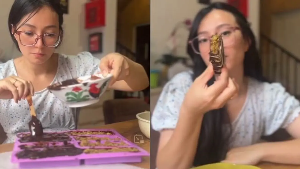 6 Potret Asmirandah Bikin Cokelat Dubai Sendiri, Bagikan Resep dan Hasilnya