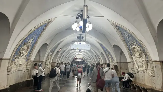 Stasiun metro Taganskaya di Moskow, Rusia.