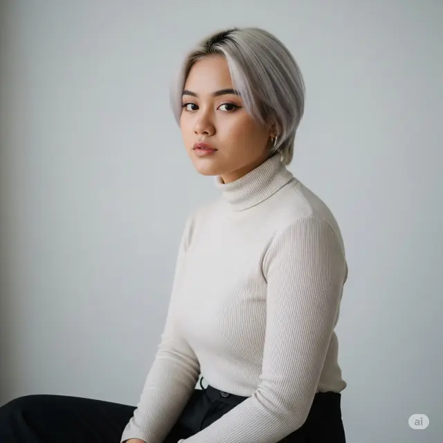Inspirasi Rambut Pendek Highlight Abu-Abu. Foto: Gemini