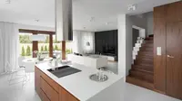 Permainan kontras yang apik bisa menjadi salah satu ide desain model rumah minimalis yang elegan.