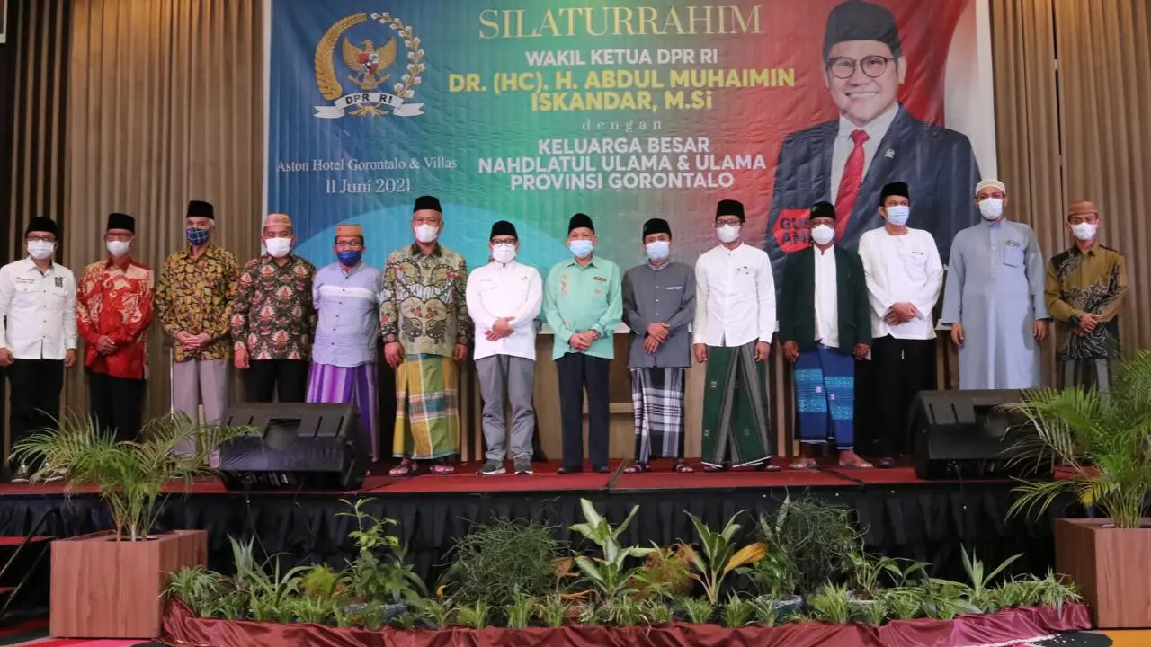 Silaturahim Bersama keluarga Besar Nahdlatul Ulama dan Ulama se Gorontalo di Aston Hotel, Kota Gorontalo, pada Jumat (11/6) malam.