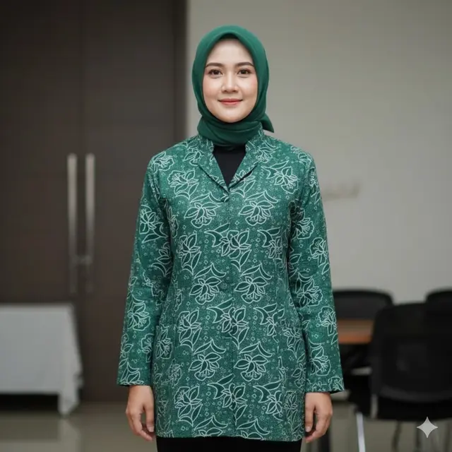 Seragam PKK Nasional dengan Model Kerah Sanghai yang Rendah (Gemini AI)