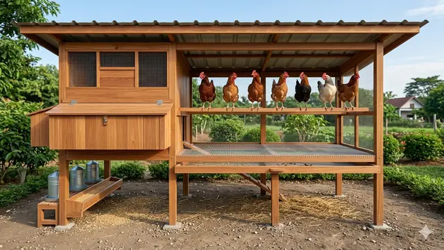 Desain Kandang Ayam dengan Tempat Bertengger/Gemini