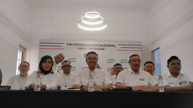Konferensi Pers Pelaksanaan Acara Kumpul Akbar Ber1 Berani Berubah di Rumah Pemenangan AMIN, Kamis (8/2/2024).
