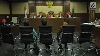 Suasana sidang kasus korupsi KTP Elektronik di Pengadilan Tipikor, Jakarta Pusat, Senin (29/5). Dalam kesaksiannya Andi Narogong mengakui mengenal Setya Novanto saat pengurusan percetakan kaos pemilu pada 2009 silam. (Liputan6.com/Helmi Afandi)