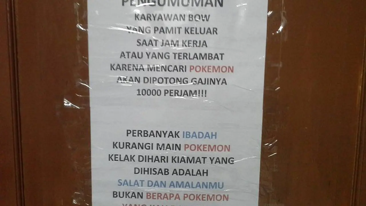 Seorang Bos di Jogja Beri Sanksi Karyawannya yang Main Pokemon Go