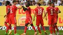 Selain Sadio Mane lima gol Bayern Munchen lainnya dicetak oleh Joshua Kimmich, Benjamin Pavard, Jamal Musiala, dan Serge Gnarby. (AFP/Christof Stache)