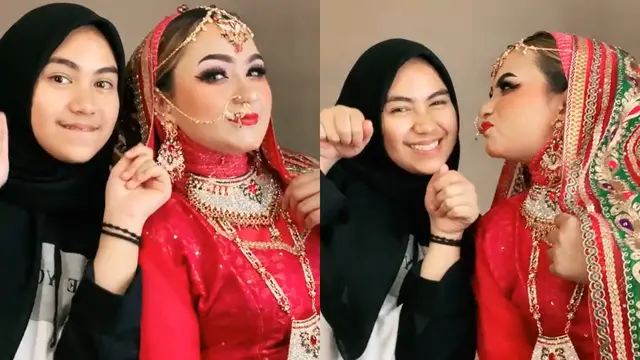 Seorang ibu berdandan ala Bollywood saat berbuka puasa.