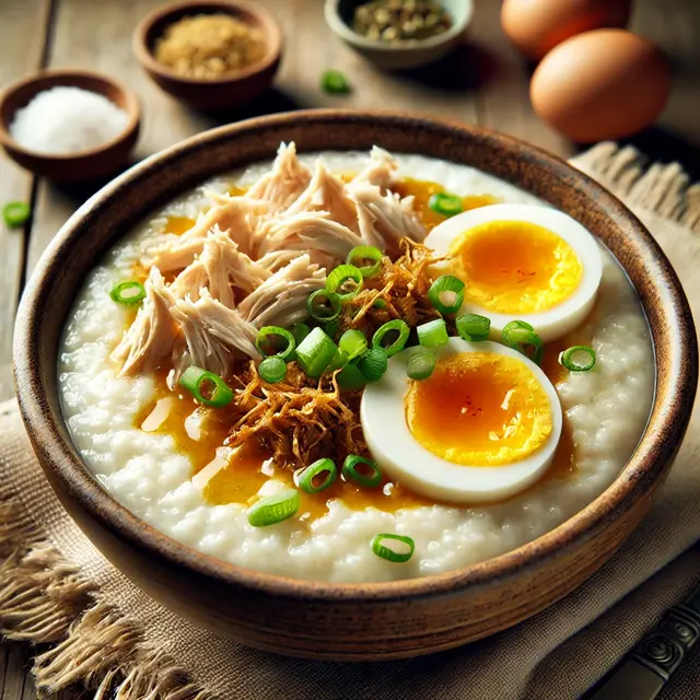 3. Bubur Ayam Topping Telur Asin