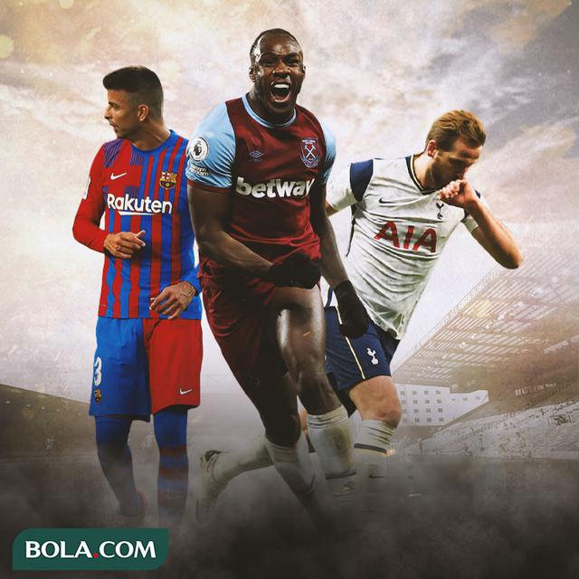 Ilustrasi - Gerard Pique, Michail Antonio, Harry Kane