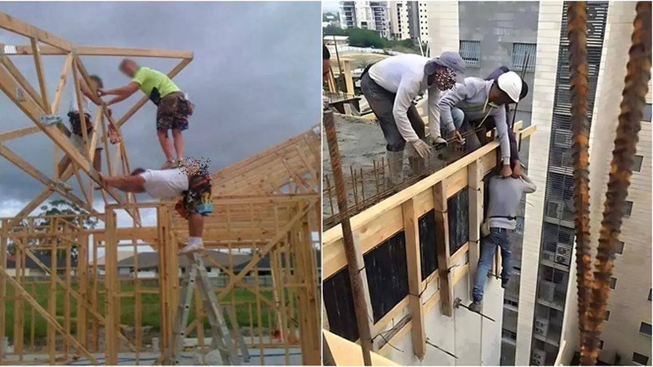 6 Potret Kuli Proyek Saling Bekerja Sama di Ketinggian, Enggak Takut Jatuh