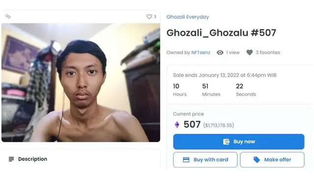 6 Foto Selfie Ghozali dengan Harga Termahal di NFT, Capai Volume Rp 13,3 Miliar