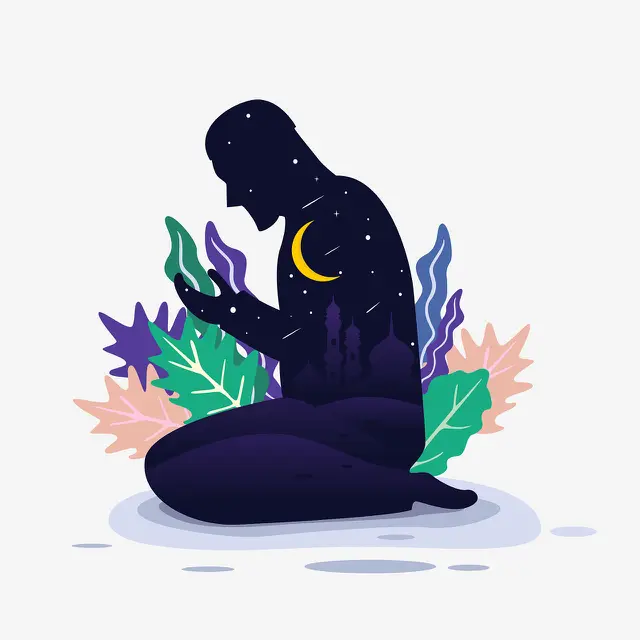 Ilustrasi Islami, berdoa, tenang