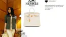 Syahrini tampak menenteng tas Hermes seri Craie Birkin Satchel. Tas warna putih ini berharga Rp 267.150.000. (Foto: instagram.com/fashionsyahrini)