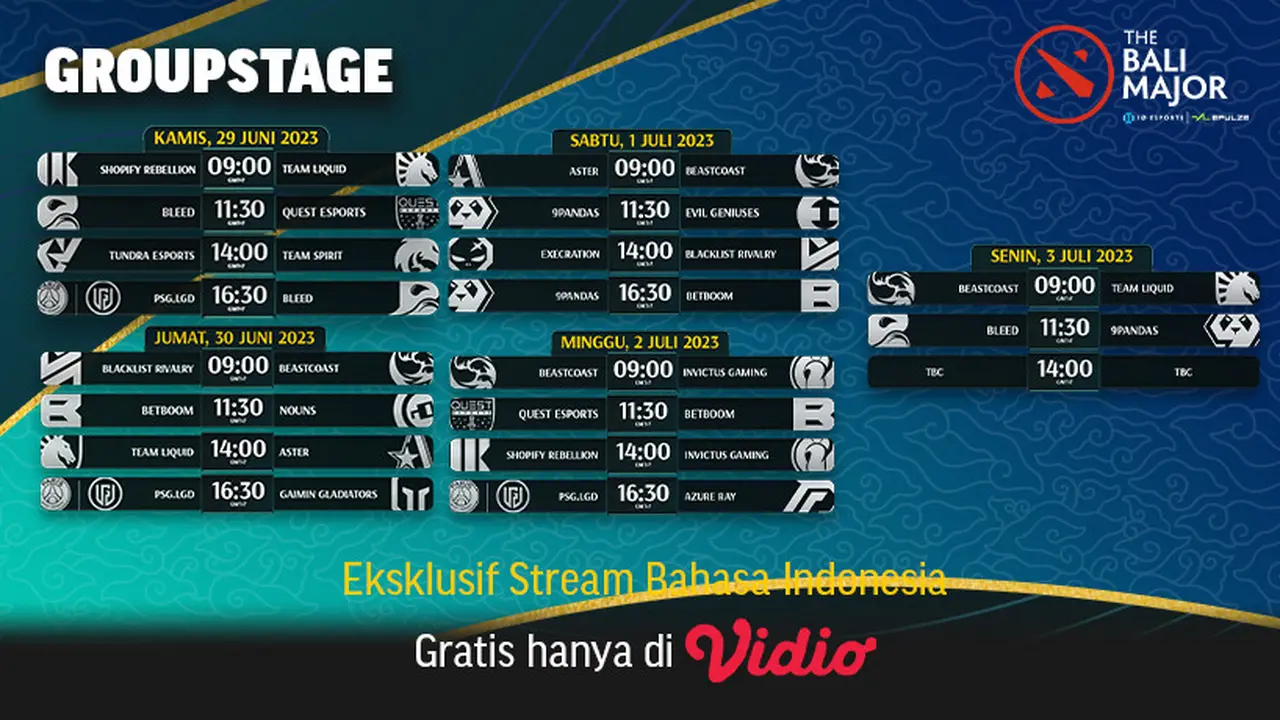 EKSLUSIF Gratis Live Vidio, Jadwal Lengkap DOTA2 Bali Major 2023 Mulai 29 Juni sampai 3 Juli