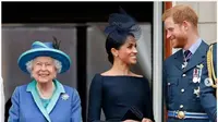 Ratu Elizabeth, Meghan Markle dan Pangeran Harry. (dok.Instagram @hm.queenelizabeth/https://www.instagram.com/p/B7ehX2noKWo/Henry)