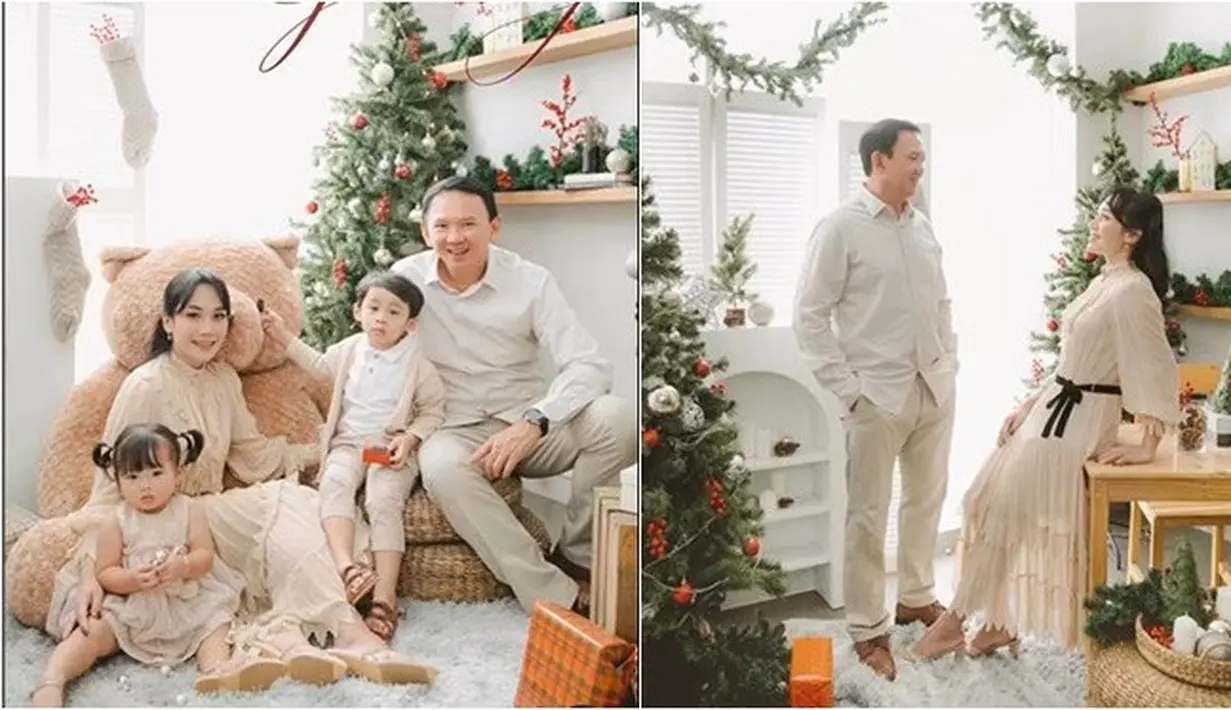 Pemotretan keluarga Ahok bertema Natal, ceria bareng dua buah hati. (Sumber: Instagram/basukibtp)