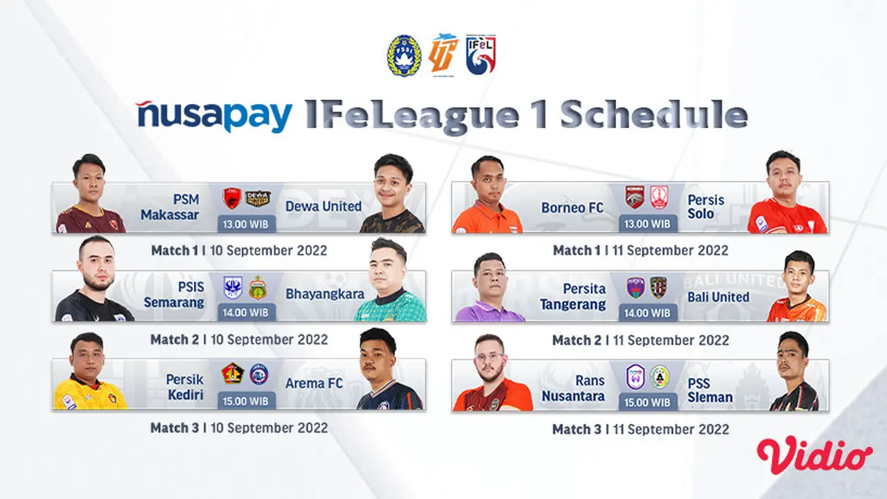 Link Live Streaming Nusapay IFeLeague 1 2022 Match 3 di Vidio 10-11 September
