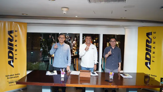 Manajemen PT Adira Dinamika Multifinance Tbk (ADMF) atau Adira Finance menyampaikan laporan keuangan semester I 2023. (Foto: Adira Finance)