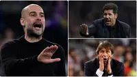 Pelatih Manchester City, Pep Guardiola, menjadi salahsatu pelatih yang memiliki gaji dengan nominal yang fantastis. Selain Guardiola, ada beberapa pelatih hebat yang memiliki gaji lebih fantastis. Berikut deretan pelatih dengan gaji tertinggi saat ini. (kolase foto AFP)