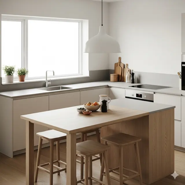 Inspirasi Desain Dapur Sekaligus Ruang Makan di Rumah Kecil. Gemini