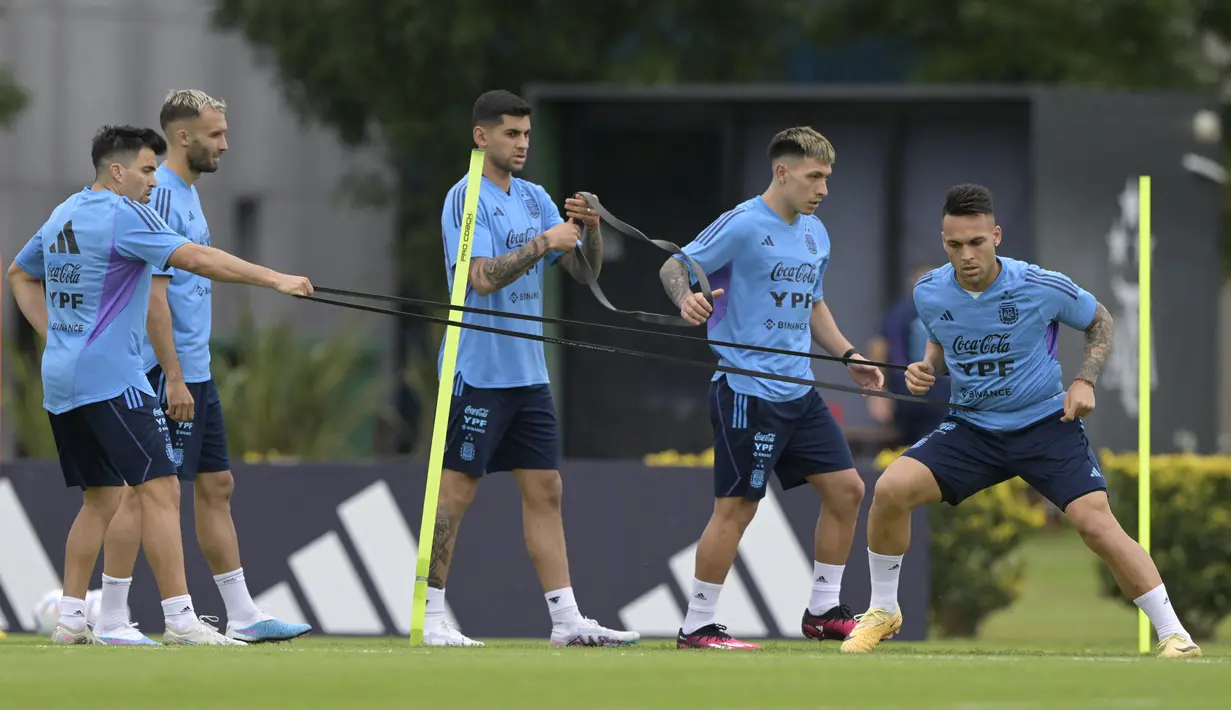 Laga persahabatan dengan Panama akan berlangsung di stadion El Monumental River Plate di Buenos Aires pada 24 Maret 2023. (Photo by JUAN MABROMATA / AFP)