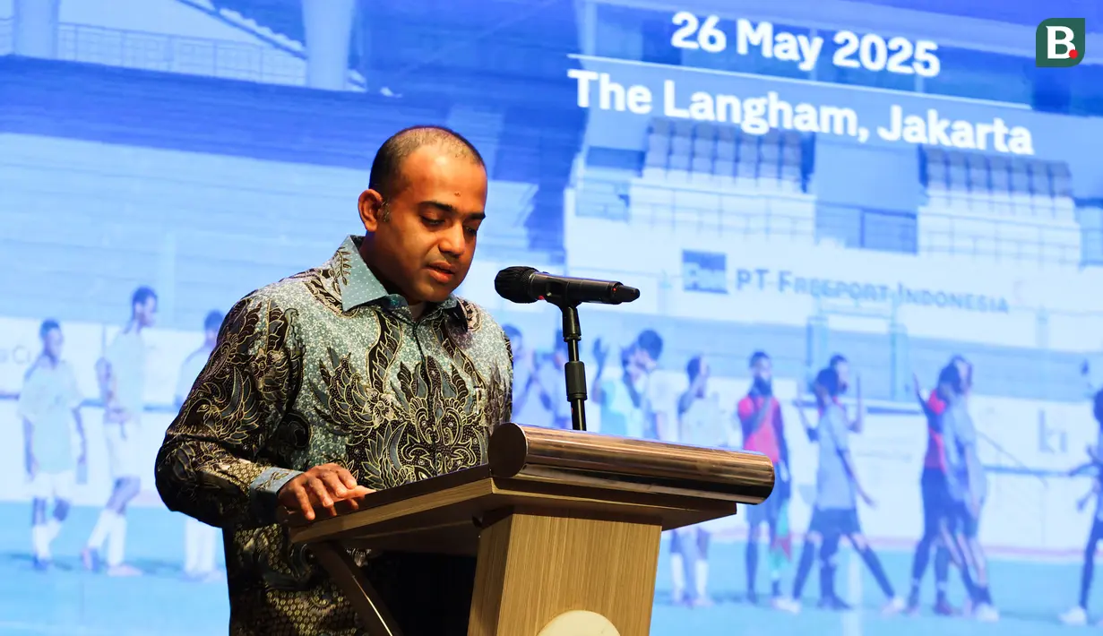 Presiden Direktur PT SKF Industrial Indonesia, Satheswaran Mayachandran saat memberikan sambutan dalam acara pendatanganan MoU antara SKF dan PT Freeport Indonesia di Hotel LangHam, Jakarta pada Senin (26/5/2025).