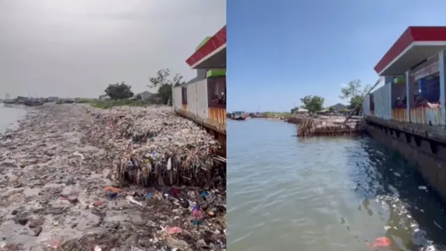 5 Potret Perbedaan Pantai Teluk Labuan Pandeglang Usai Dibersihkan Pandawara Group