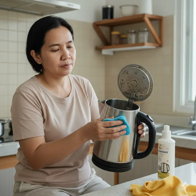 Cara Membersihkan Kerak di Ketel Listrik (Foto: Gemini AI)