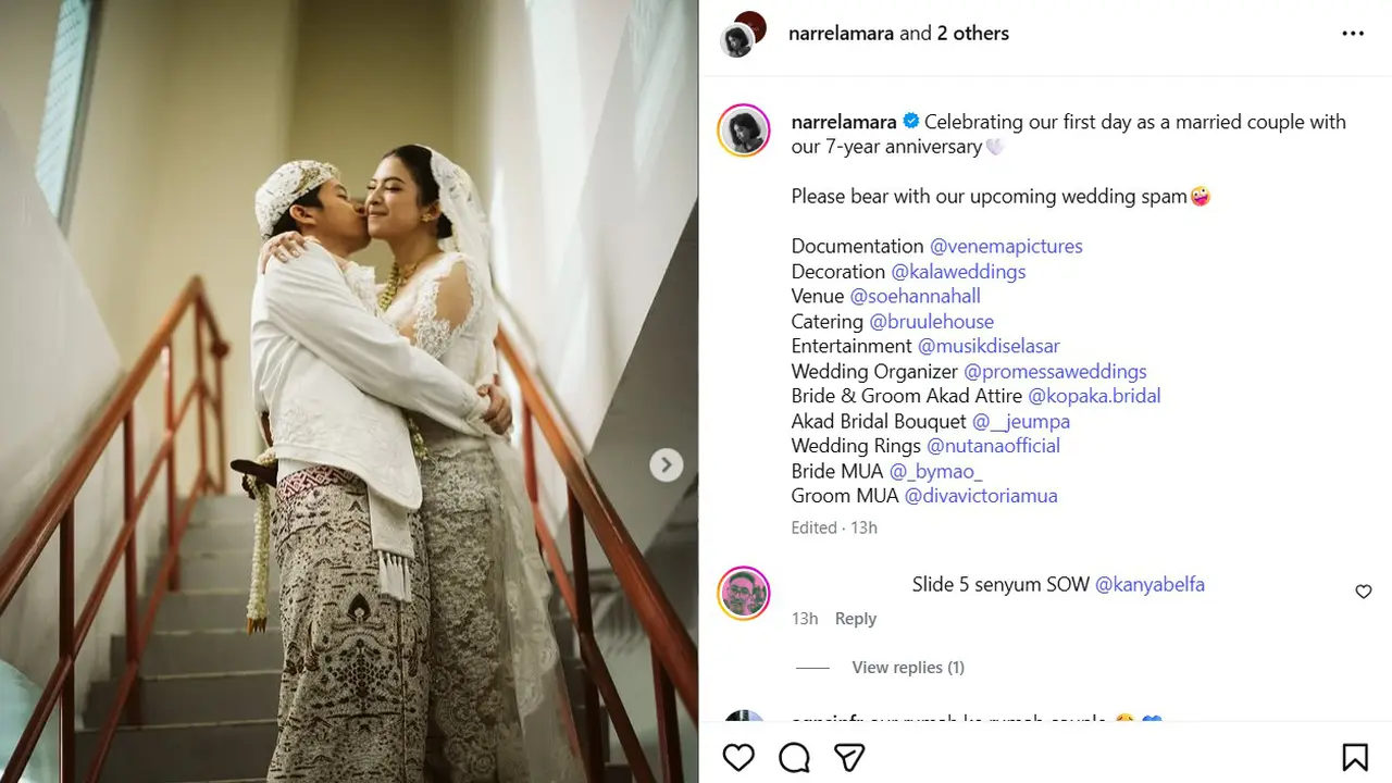 Pernikahan Tristan Juliano dan Narrel Amara. (Instagram/ narrelamara)